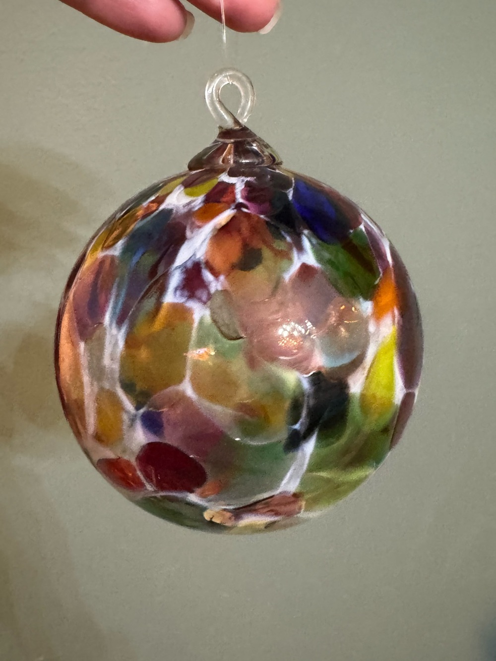 Hand-Blown Multicolor Glass Christmas Ornament / Sun-catcher - rainbow